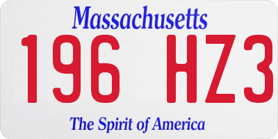 MA license plate 196HZ3