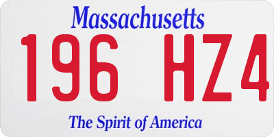 MA license plate 196HZ4