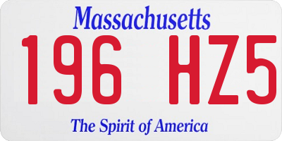 MA license plate 196HZ5