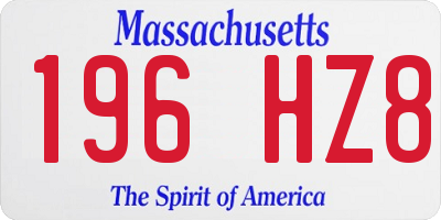 MA license plate 196HZ8