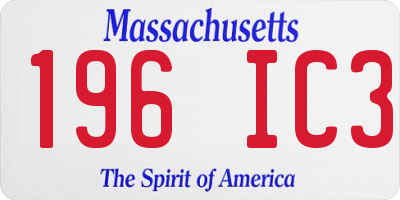 MA license plate 196IC3