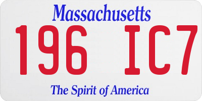 MA license plate 196IC7