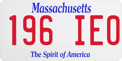 MA license plate 196IE0