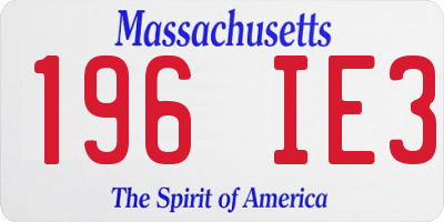 MA license plate 196IE3