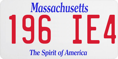 MA license plate 196IE4