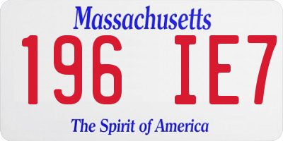 MA license plate 196IE7