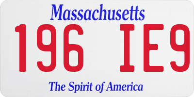 MA license plate 196IE9