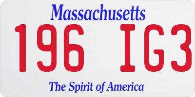 MA license plate 196IG3