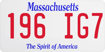 MA license plate 196IG7