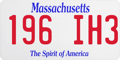 MA license plate 196IH3
