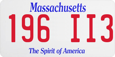 MA license plate 196II3