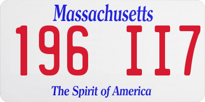 MA license plate 196II7