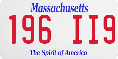 MA license plate 196II9