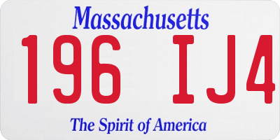 MA license plate 196IJ4