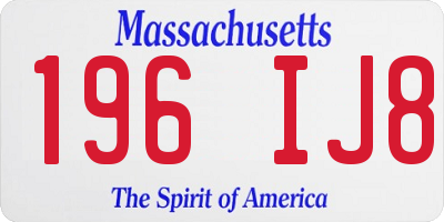 MA license plate 196IJ8