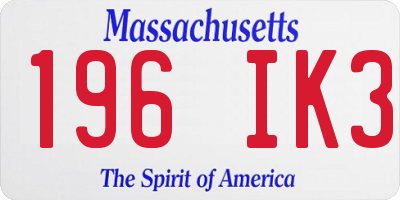 MA license plate 196IK3