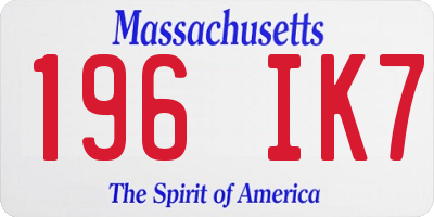 MA license plate 196IK7