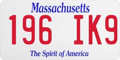 MA license plate 196IK9