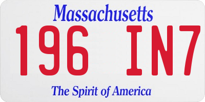 MA license plate 196IN7