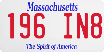 MA license plate 196IN8