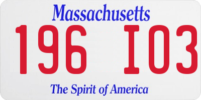 MA license plate 196IO3