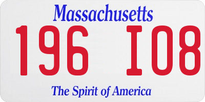 MA license plate 196IO8