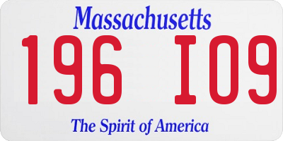 MA license plate 196IO9