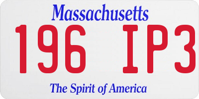 MA license plate 196IP3