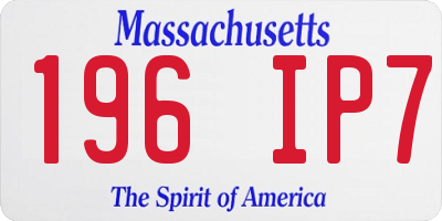 MA license plate 196IP7
