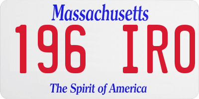 MA license plate 196IR0