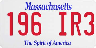 MA license plate 196IR3