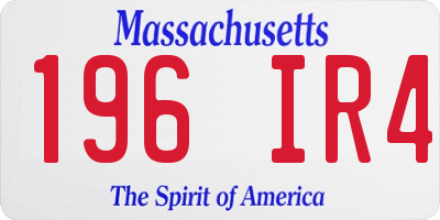 MA license plate 196IR4