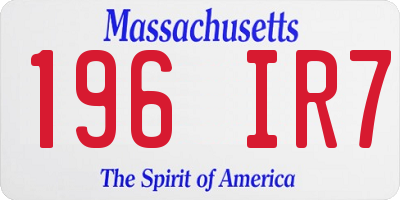 MA license plate 196IR7