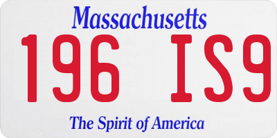 MA license plate 196IS9