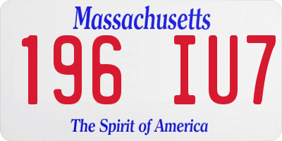 MA license plate 196IU7