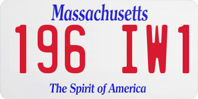 MA license plate 196IW1