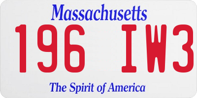 MA license plate 196IW3