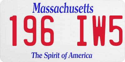 MA license plate 196IW5