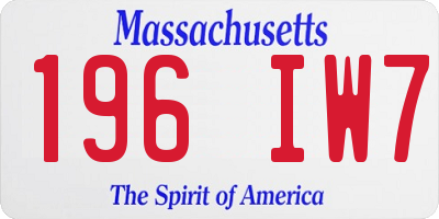 MA license plate 196IW7