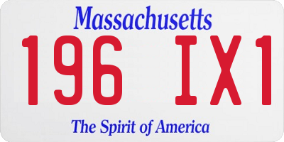 MA license plate 196IX1