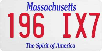 MA license plate 196IX7