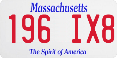 MA license plate 196IX8