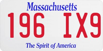 MA license plate 196IX9