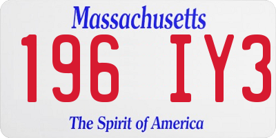 MA license plate 196IY3