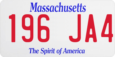 MA license plate 196JA4