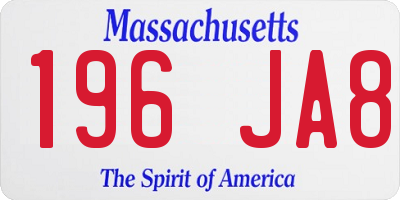 MA license plate 196JA8
