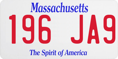 MA license plate 196JA9