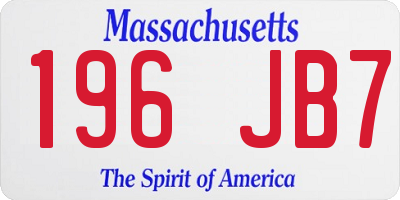 MA license plate 196JB7