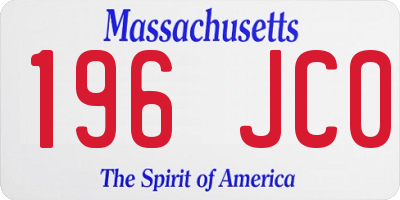 MA license plate 196JC0