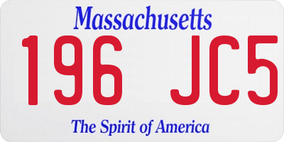 MA license plate 196JC5